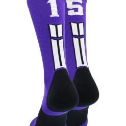 MadSportsStuff Purple Player ID Custom Number Crew Socks For Basketball Lacrosse Volleyball Boys And Girls Volleyball Socks