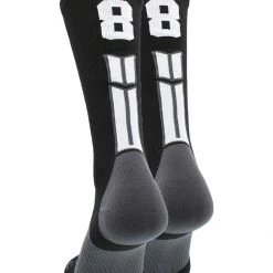 MadSportsStuff Black Player ID Custom Number Crew Socks For Basketball Lacrosse Volleyball Boys And Girls