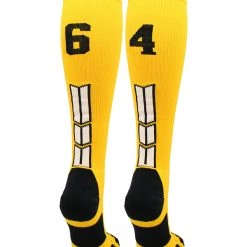MadSportsStuff Gold Player ID Custom Number Over The Calf Socks For Softball Baseball Football Boys And Girls Softball Socks