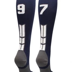 MadSportsStuff Navy Player ID Custom Number Over The Calf Socks For Softball Baseball Football Boys And Girls Softball Socks