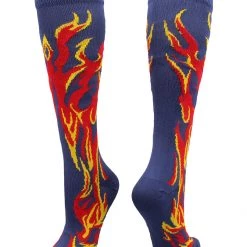 MadSportsStuff Softball Socks With Flames - For Girls Or Boys Women Or Men Baseball Socks
