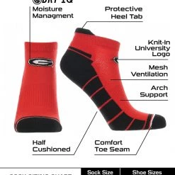 TCK Georgia Bulldogs Low Cut Ankle Socks With Tab All Schools