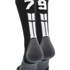 MadSportsStuff Black Player ID Custom Number Crew Socks For Basketball Lacrosse Volleyball Boys And Girls Volleyball Socks
