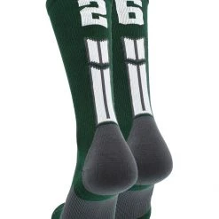 MadSportsStuff Volleyball Socks Dark Green Player ID Custom Number Crew Socks For Basketball Lacrosse Volleyball Boys And Girls