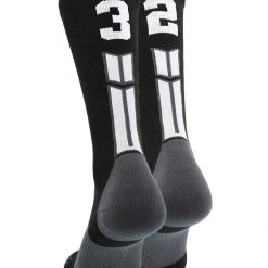 MadSportsStuff Black Player ID Custom Number Crew Socks For Basketball Lacrosse Volleyball Boys And Girls