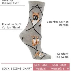 WHD Crazy Socks - Crew Boxer Socks For Women Gift For Dog Lovers