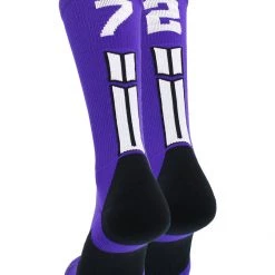 MadSportsStuff Purple Player ID Custom Number Crew Socks For Basketball Lacrosse Volleyball Boys And Girls Volleyball Socks