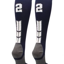 MadSportsStuff Navy Player ID Custom Number Over The Calf Socks For Softball Baseball Football Boys And Girls