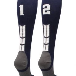 MadSportsStuff Navy Player ID Custom Number Over The Calf Socks For Softball Baseball Football Boys And Girls
