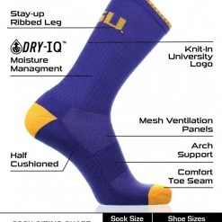 TCK LSU Tigers Socks Campus Legend Crew Length 6 TCK LSU Tigers Socks Campus Legend Crew Length