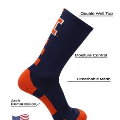 TCK All Schools Illinois Fighting Illini Socks Baseline Crew