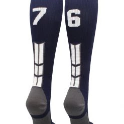 MadSportsStuff Navy Player ID Custom Number Over The Calf Socks For Softball Baseball Football Boys And Girls Softball Socks
