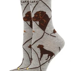 WHD Chocolate Lab Socks For Women Gift For Dog Lovers Crazy Socks - Crew