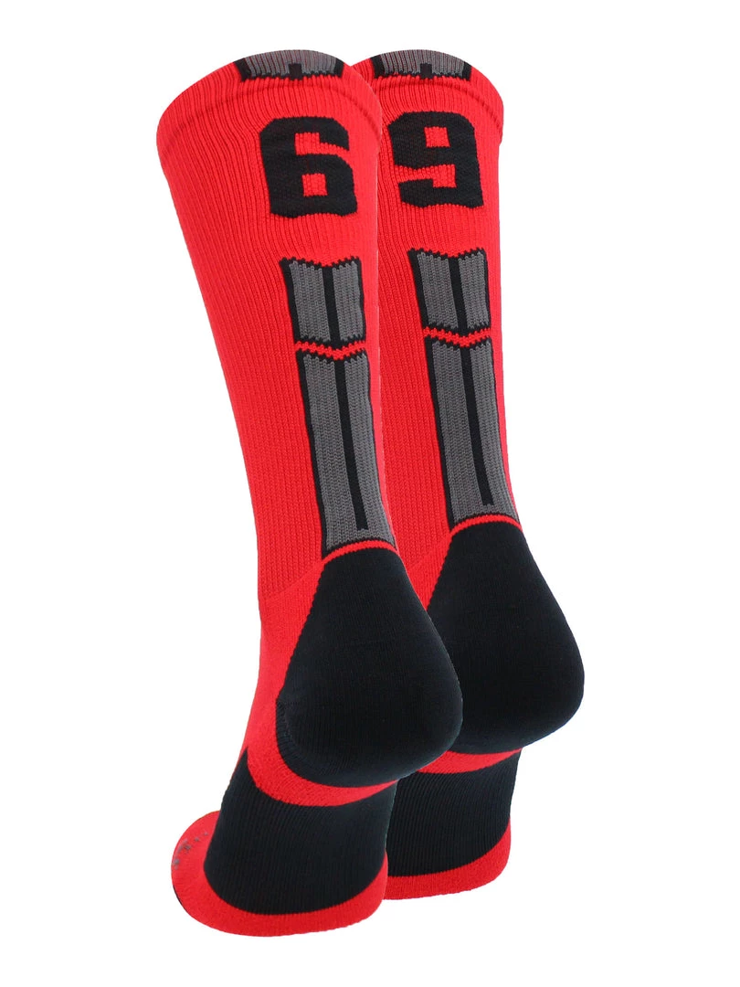 MadSportsStuff Red And Black Player ID Custom Number Crew Socks For Basketball Lacrosse Volleyball Boys And Girls 10 MadSportsStuff Red And Black Player ID Custom Number Crew Socks For Basketball Lacrosse Volleyball Boys And Girls