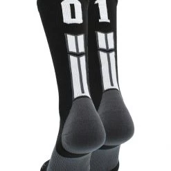 MadSportsStuff Black Player ID Custom Number Crew Socks For Basketball Lacrosse Volleyball Boys And Girls Volleyball Socks