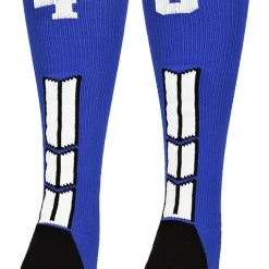 MadSportsStuff Royal Player ID Custom Number Over The Calf Socks For Softball Baseball Football Boys And Girls