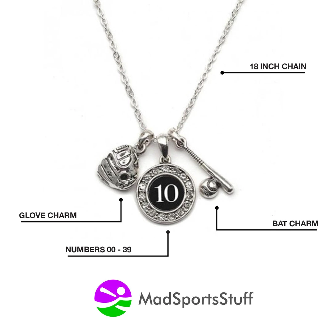 MadSportsStuff Jewelry Girls Softball Necklace With Jersey Number (Available In 39 Numbers) 2 MadSportsStuff Jewelry Girls Softball Necklace With Jersey Number (Available In 39 Numbers)