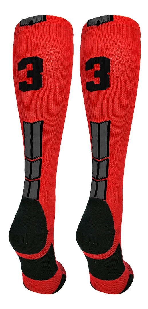 MadSportsStuff Red And Black Player ID Custom Number Over The Calf Socks For Softball Baseball Football Boys And Girls Baseball Socks 97 MadSportsStuff Red And Black Player ID Custom Number Over The Calf Socks For Softball Baseball Football Boys And Girls Baseball Socks