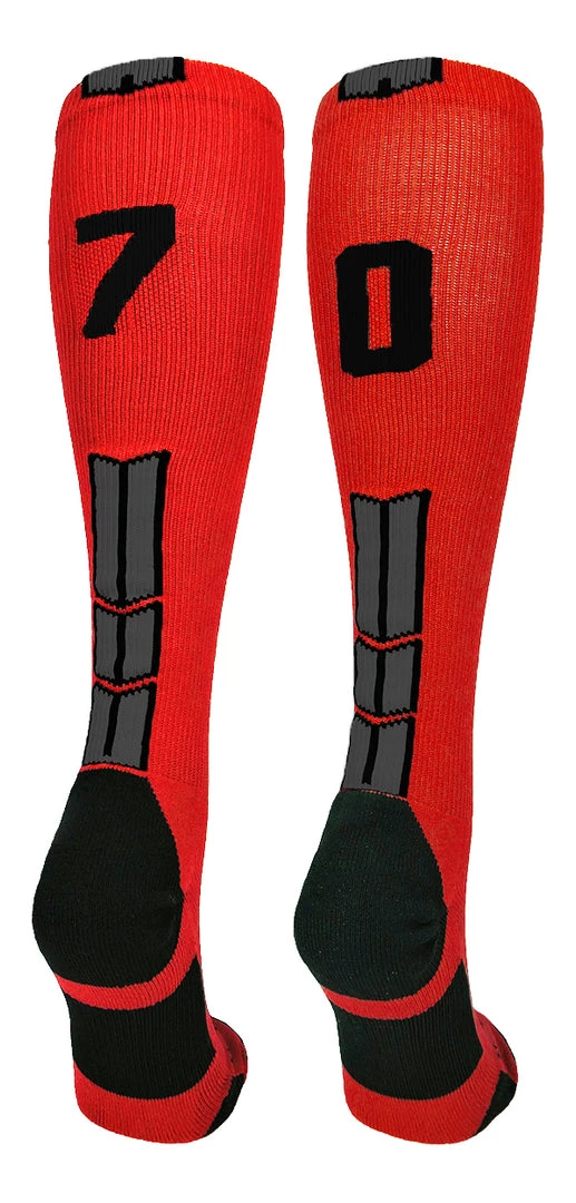 MadSportsStuff Red And Black Player ID Custom Number Over The Calf Socks For Softball Baseball Football Boys And Girls Baseball Socks 10 MadSportsStuff Red And Black Player ID Custom Number Over The Calf Socks For Softball Baseball Football Boys And Girls Baseball Socks