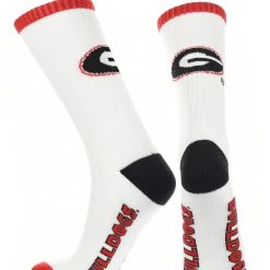 TCK Georgia Bulldogs Socks Basic Crew White Socks
