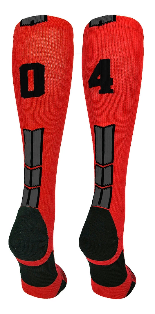 MadSportsStuff Red And Black Player ID Custom Number Over The Calf Socks For Softball Baseball Football Boys And Girls Baseball Socks 75 MadSportsStuff Red And Black Player ID Custom Number Over The Calf Socks For Softball Baseball Football Boys And Girls Baseball Socks