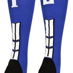 MadSportsStuff Royal Player ID Custom Number Over The Calf Socks For Softball Baseball Football Boys And Girls