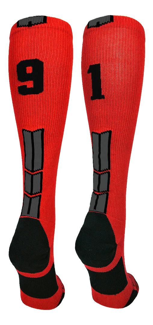 MadSportsStuff Red And Black Player ID Custom Number Over The Calf Socks For Softball Baseball Football Boys And Girls Baseball Socks 39 MadSportsStuff Red And Black Player ID Custom Number Over The Calf Socks For Softball Baseball Football Boys And Girls Baseball Socks