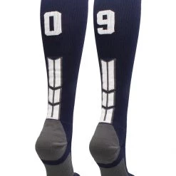 MadSportsStuff Navy Player ID Custom Number Over The Calf Socks For Softball Baseball Football Boys And Girls