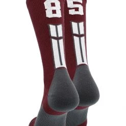 MadSportsStuff Maroon Player ID Custom Number Crew Socks For Basketball Lacrosse Volleyball Boys And Girls Volleyball Socks