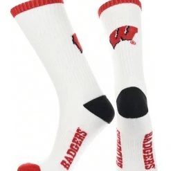 TCK Wisconsin Badgers Socks Basic Crew White Socks All Schools