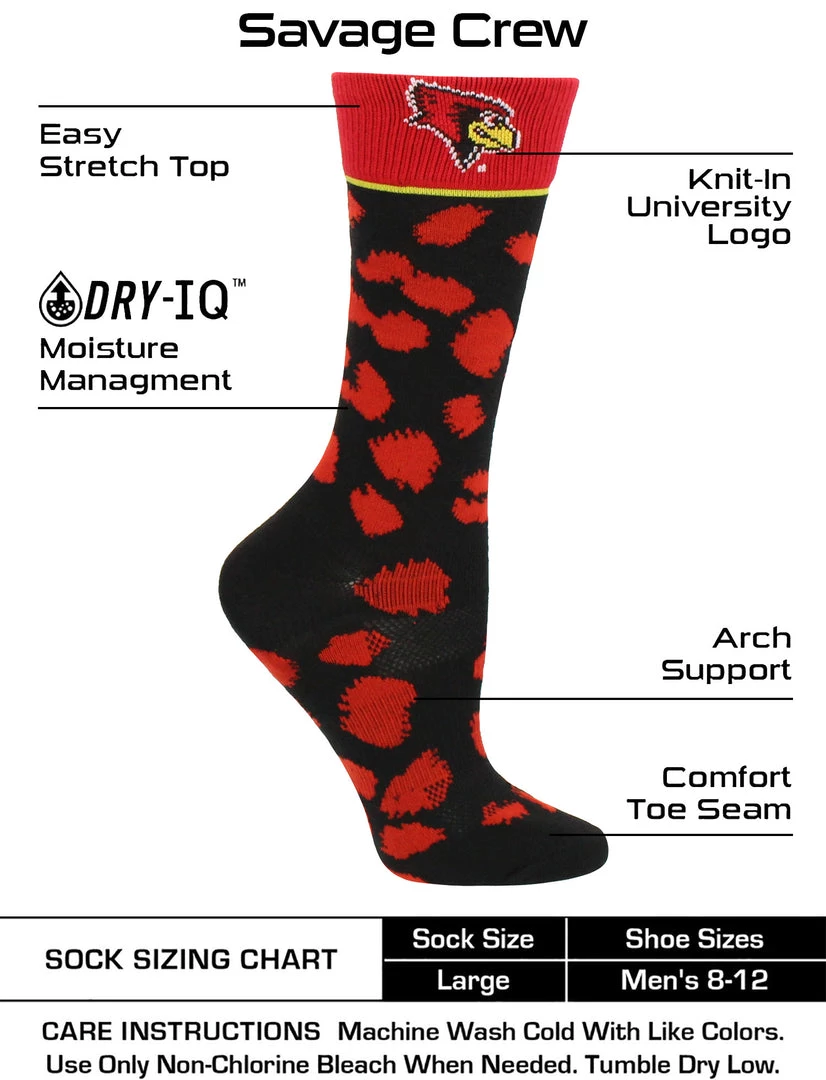 TCK ISU Illinois State Redbirds Socks Womens Savage Crew Socks 3 TCK ISU Illinois State Redbirds Socks Womens Savage Crew Socks