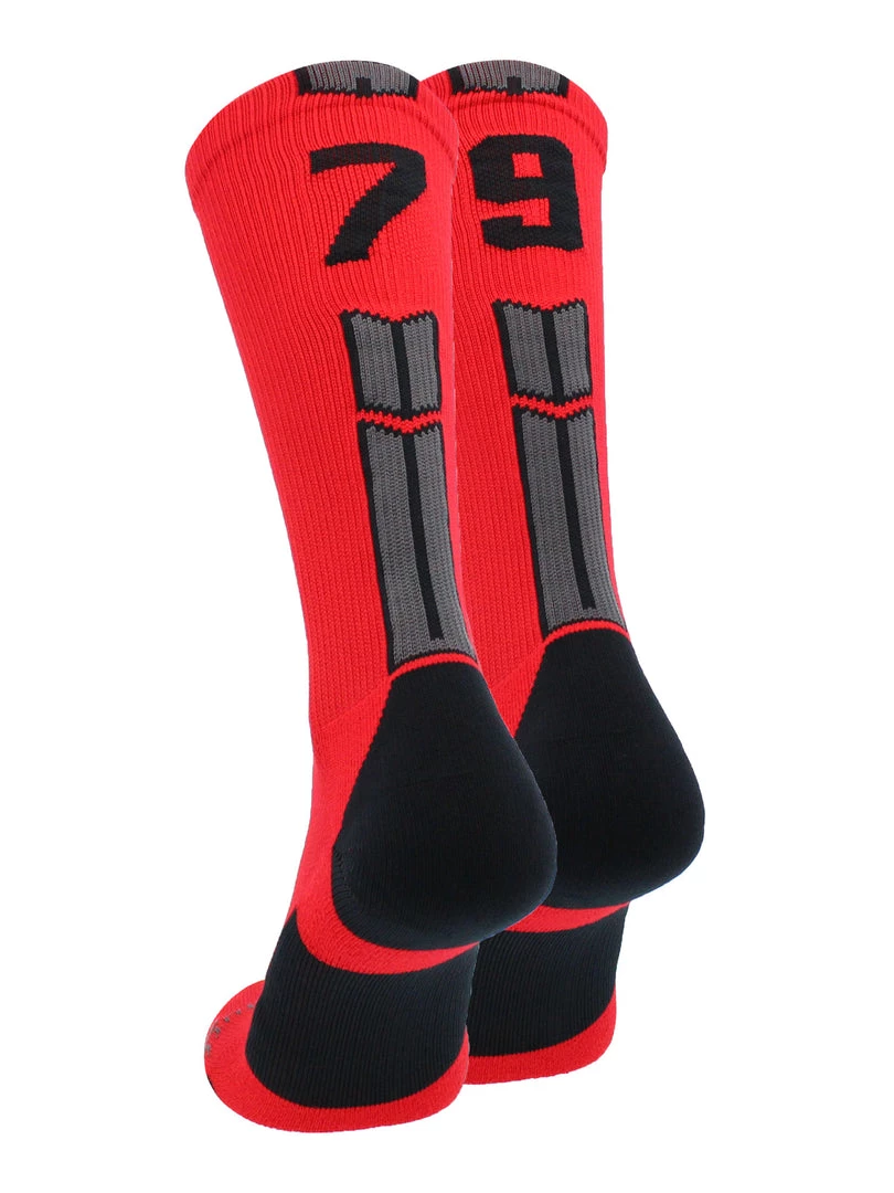 MadSportsStuff Red And Black Player ID Custom Number Crew Socks For Basketball Lacrosse Volleyball Boys And Girls 50 MadSportsStuff Red And Black Player ID Custom Number Crew Socks For Basketball Lacrosse Volleyball Boys And Girls
