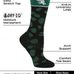 TCK UNT North Texas Mean Green Socks Womens Savage Crew Socks All Schools