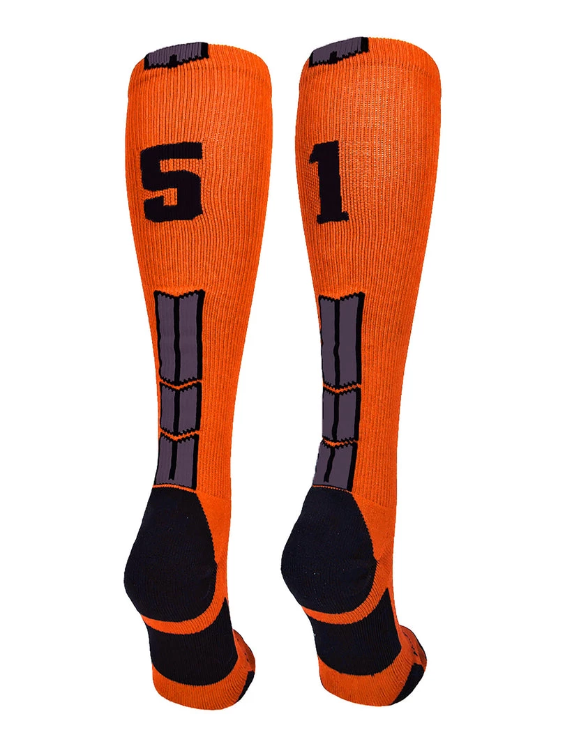 MadSportsStuff Softball Socks Orange And Black Player ID Custom Number Over The Calf Socks For Softball Baseball Football Boys And Girls 30 MadSportsStuff Softball Socks Orange And Black Player ID Custom Number Over The Calf Socks For Softball Baseball Football Boys And Girls