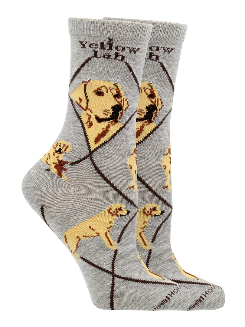 WHD Yellow Lab Socks For Women Gift For Dog Lovers Crazy Socks - Crew 4 WHD Yellow Lab Socks For Women Gift For Dog Lovers Crazy Socks - Crew