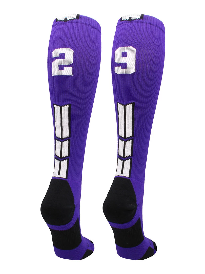MadSportsStuff Purple Player ID Custom Number Over The Calf Socks For Softball Baseball Football Boys And Girls Softball Socks 101 MadSportsStuff Purple Player ID Custom Number Over The Calf Socks For Softball Baseball Football Boys And Girls Softball Socks