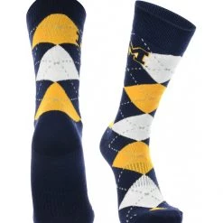 TCK All Schools Michigan Wolverines Argyle Dress Socks NCAA Fanwear Crew Length