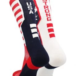 TCK Basketball Socks USA American Flag Socks Crew Length USA Strong