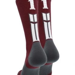 MadSportsStuff Maroon Player ID Custom Number Crew Socks For Basketball Lacrosse Volleyball Boys And Girls