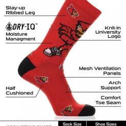 TCK All Schools Louisville Cardinals Socks Crew Length Sock Mayhem 6 TCK All Schools Louisville Cardinals Socks Crew Length Sock Mayhem