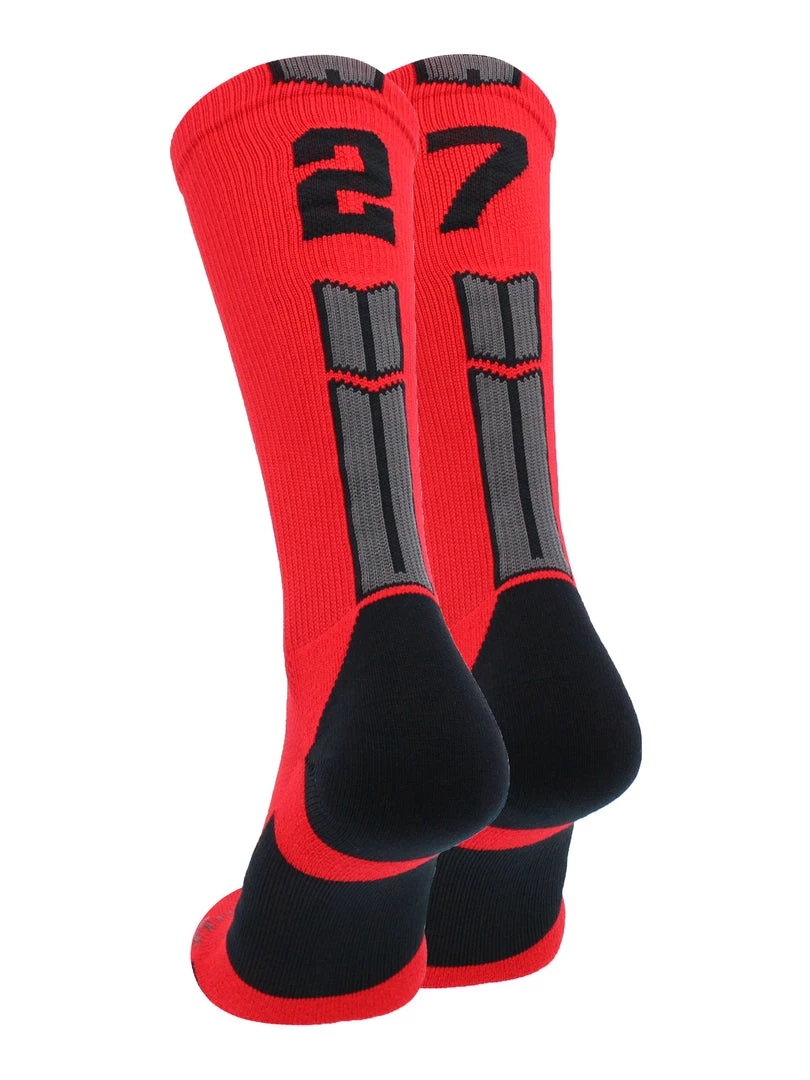 MadSportsStuff Red And Black Player ID Custom Number Crew Socks For Basketball Lacrosse Volleyball Boys And Girls 1 MadSportsStuff Red And Black Player ID Custom Number Crew Socks For Basketball Lacrosse Volleyball Boys And Girls