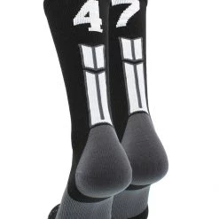 MadSportsStuff Black Player ID Custom Number Crew Socks For Basketball Lacrosse Volleyball Boys And Girls