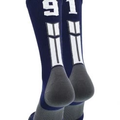 MadSportsStuff Volleyball Socks Navy Player ID Custom Number Crew Socks For Basketball Lacrosse Volleyball Boys And Girls