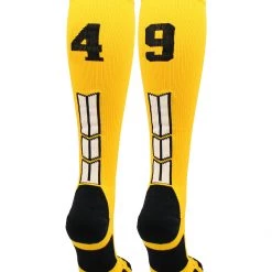 MadSportsStuff Softball Socks Gold Player ID Custom Number Over The Calf Socks For Softball Baseball Football Boys And Girls 159 MadSportsStuff Softball Socks Gold Player ID Custom Number Over The Calf Socks For Softball Baseball Football Boys And Girls