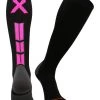 MadSportsStuff Triumph Pink Ribbon Breast Cancer Awareness Over The Calf Socks Baseball Socks