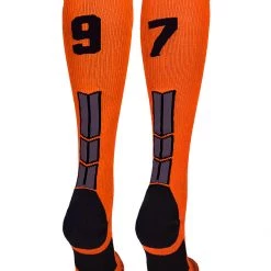 MadSportsStuff Softball Socks Orange And Black Player ID Custom Number Over The Calf Socks For Softball Baseball Football Boys And Girls 138 MadSportsStuff Softball Socks Orange And Black Player ID Custom Number Over The Calf Socks For Softball Baseball Football Boys And Girls