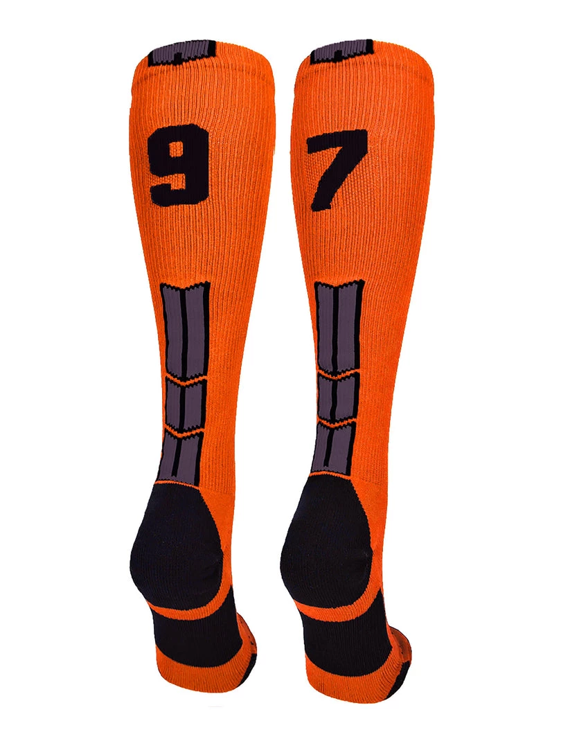 MadSportsStuff Softball Socks Orange And Black Player ID Custom Number Over The Calf Socks For Softball Baseball Football Boys And Girls 33 MadSportsStuff Softball Socks Orange And Black Player ID Custom Number Over The Calf Socks For Softball Baseball Football Boys And Girls