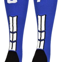 MadSportsStuff Royal Player ID Custom Number Over The Calf Socks For Softball Baseball Football Boys And Girls