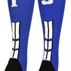 MadSportsStuff Baseball Socks Royal Player ID Custom Number Over The Calf Socks For Softball Baseball Football Boys And Girls