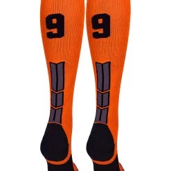 MadSportsStuff Orange And Black Player ID Custom Number Over The Calf Socks For Softball Baseball Football Boys And Girls 211 MadSportsStuff Orange And Black Player ID Custom Number Over The Calf Socks For Softball Baseball Football Boys And Girls